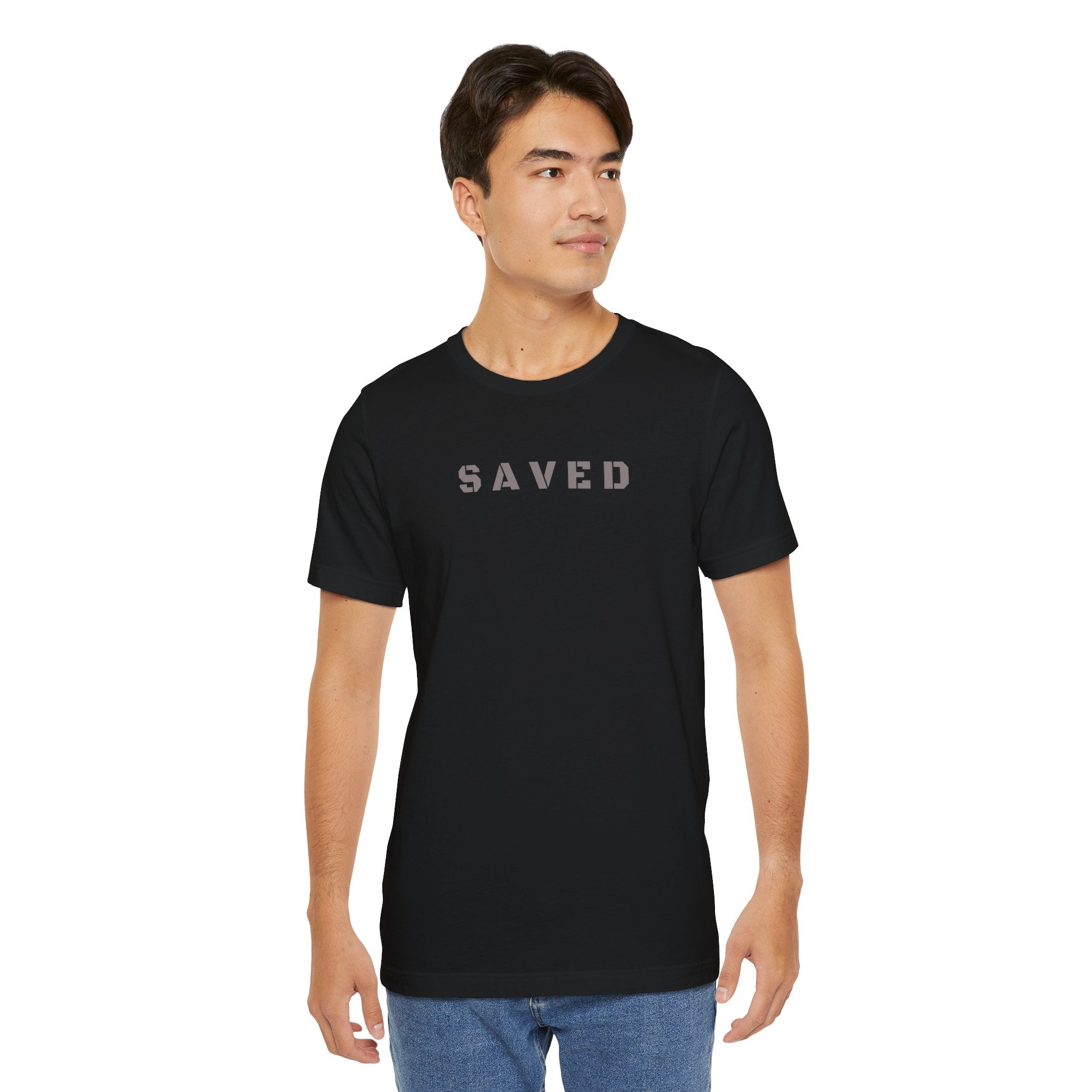 SAVED - Grey text minimalist T-Shirt