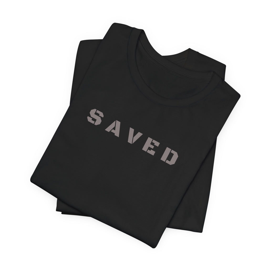 SAVED - Grey text minimalist T-Shirt