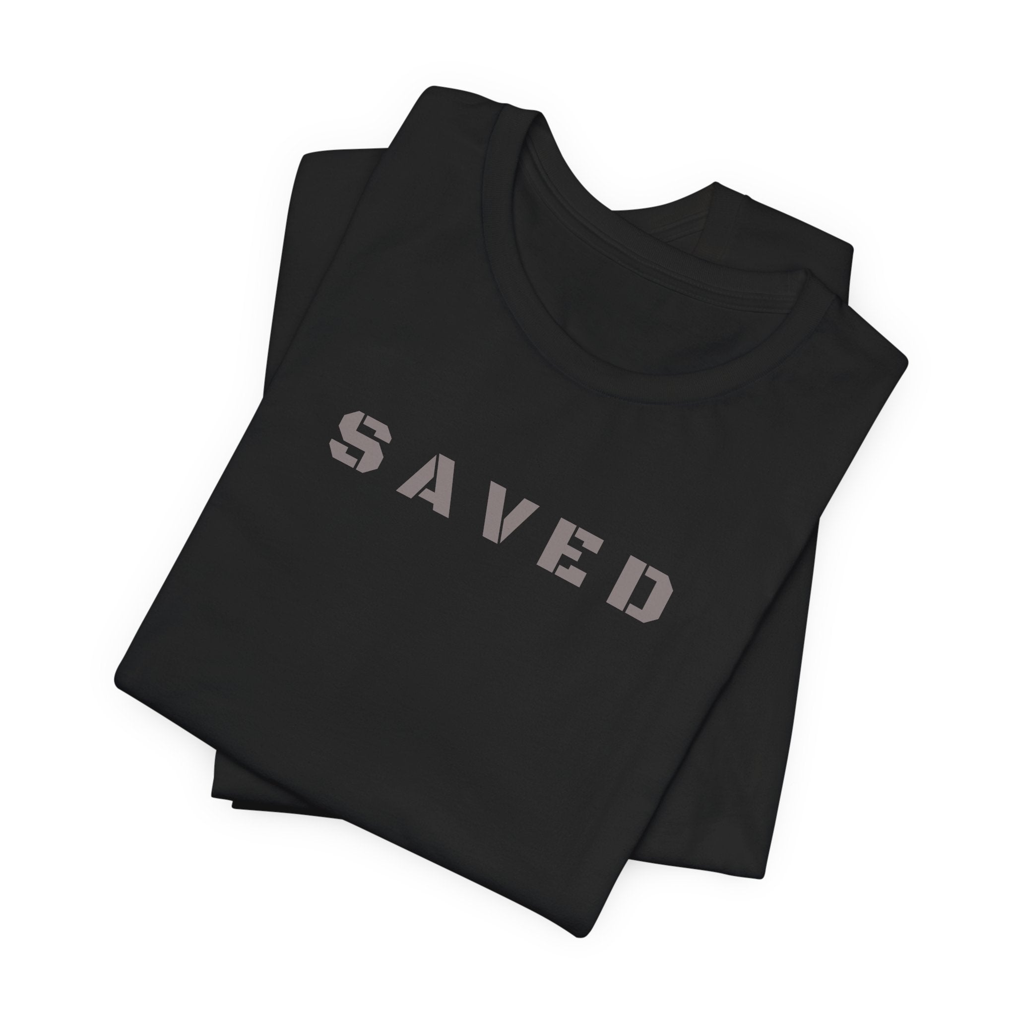 SAVED - Grey text minimalist T-Shirt