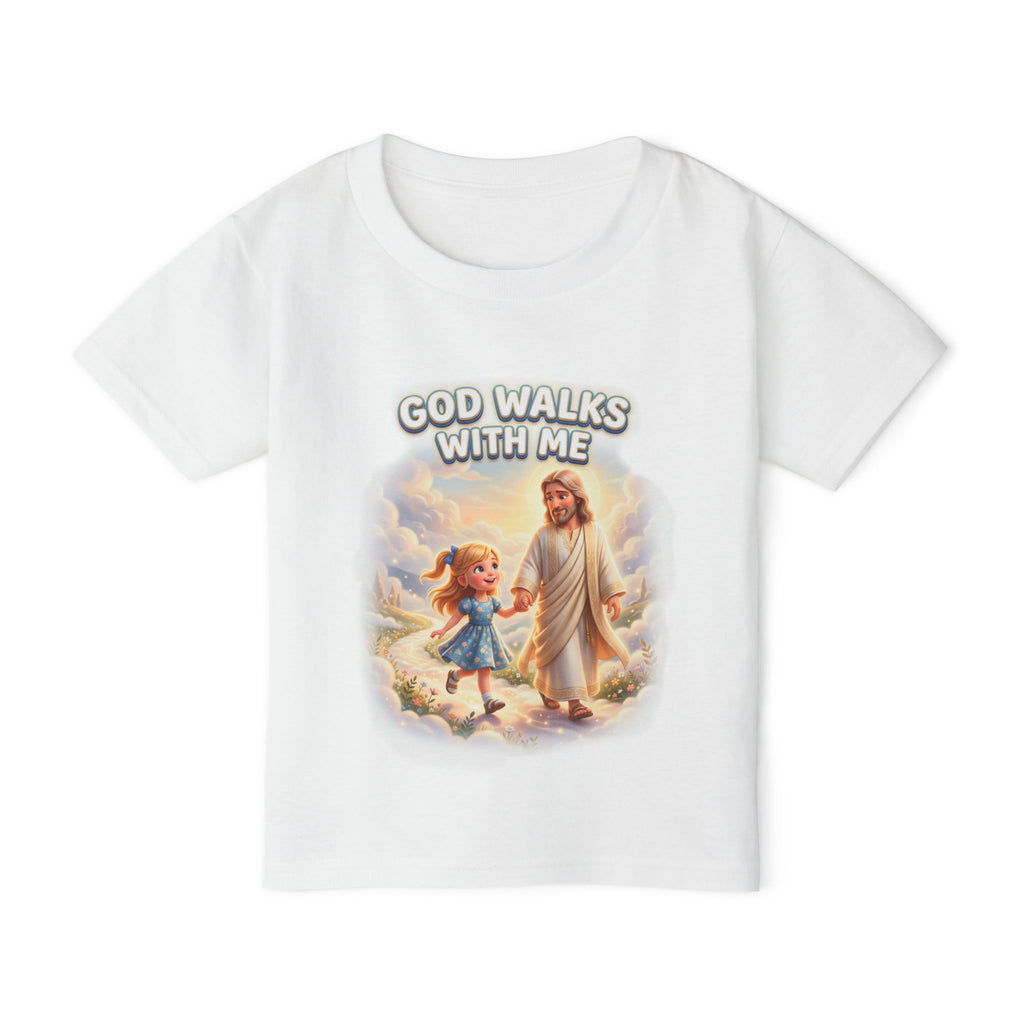 Toddler T‑Shirt — "God Walks With Me" Christian Kids Tee