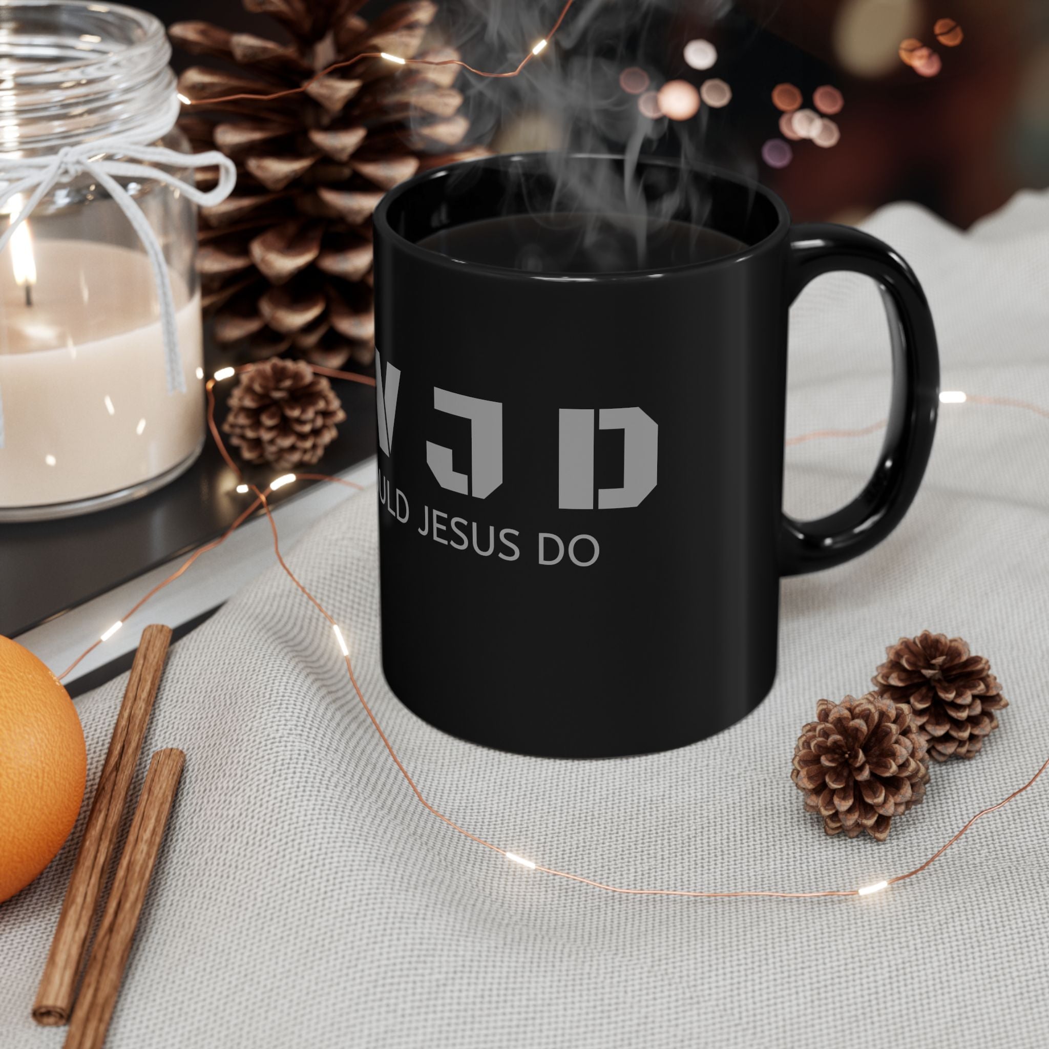 What Would Jesus Do? Black Mug — WWJD Faith Coffee Cup (11oz/15oz)