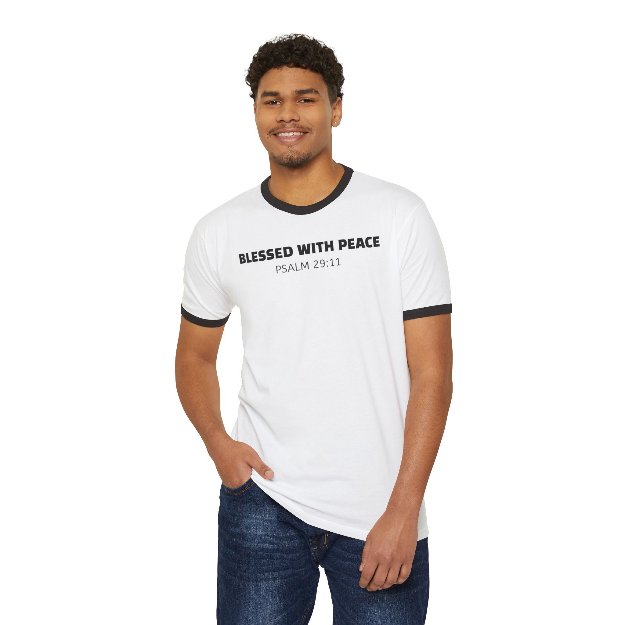 Blessed With Peace Ringer T‑Shirt — Psalm 29:11 Christian Tee