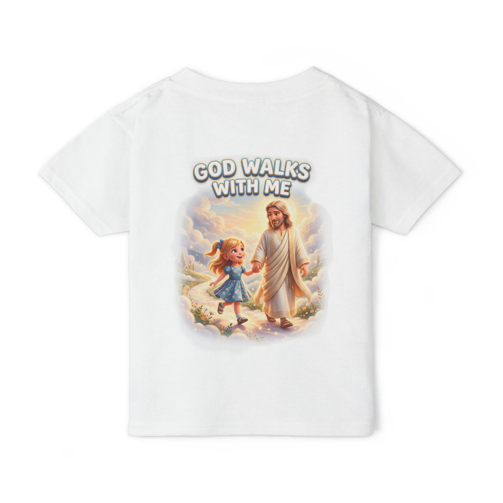 Toddler T‑Shirt — "God Walks With Me" Christian Kids Tee
