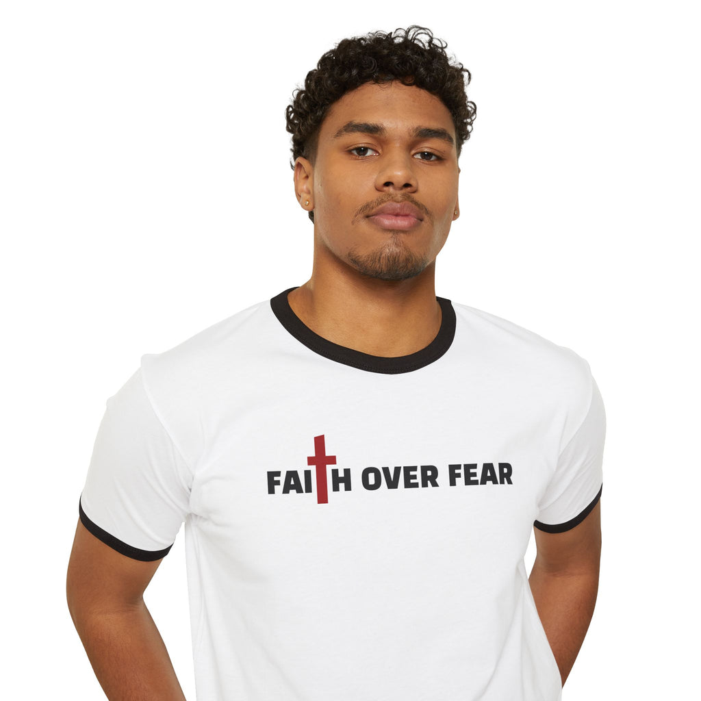 Faith Over Fear - Ringer shirt Christian faith tee