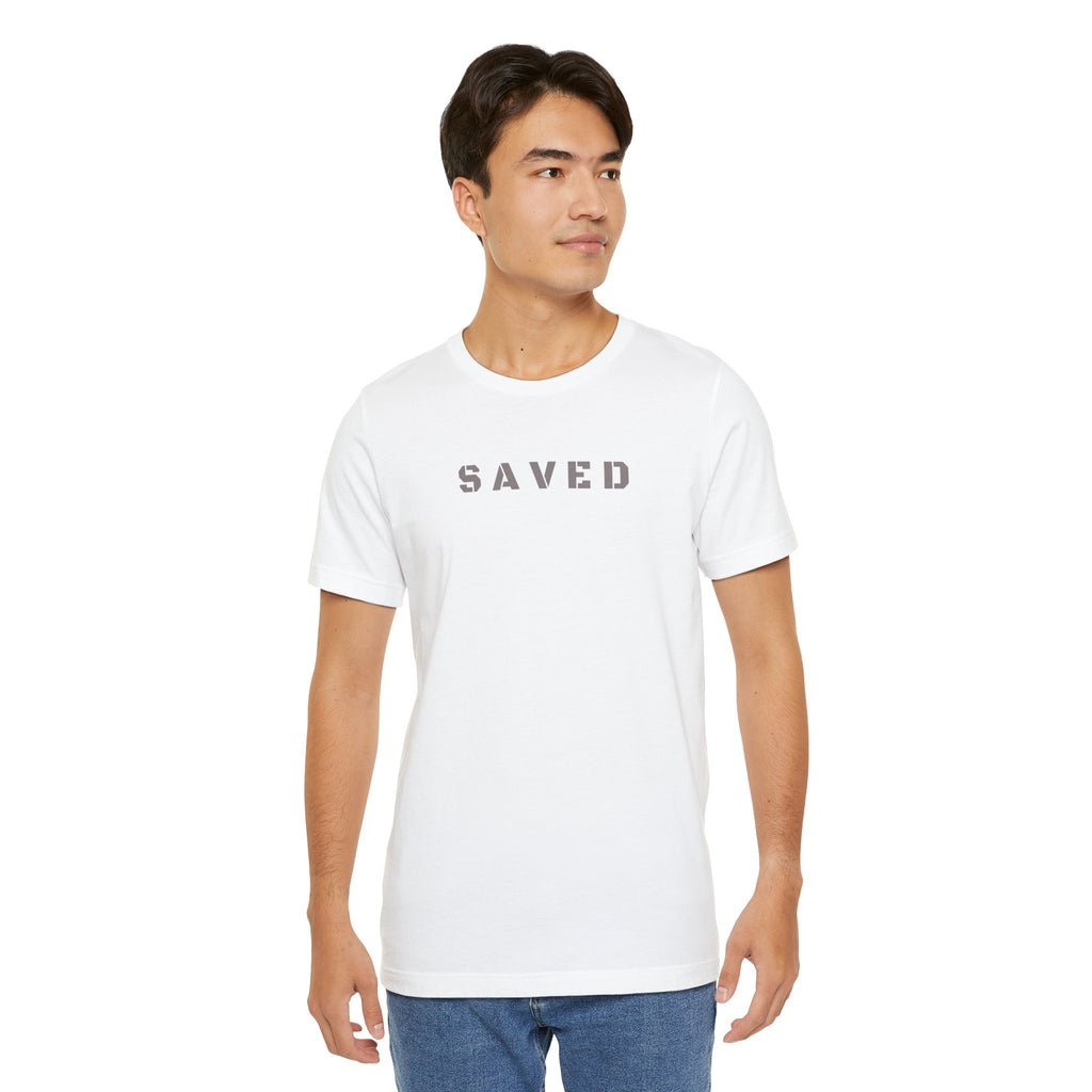 SAVED - Grey text minimalist T-Shirt