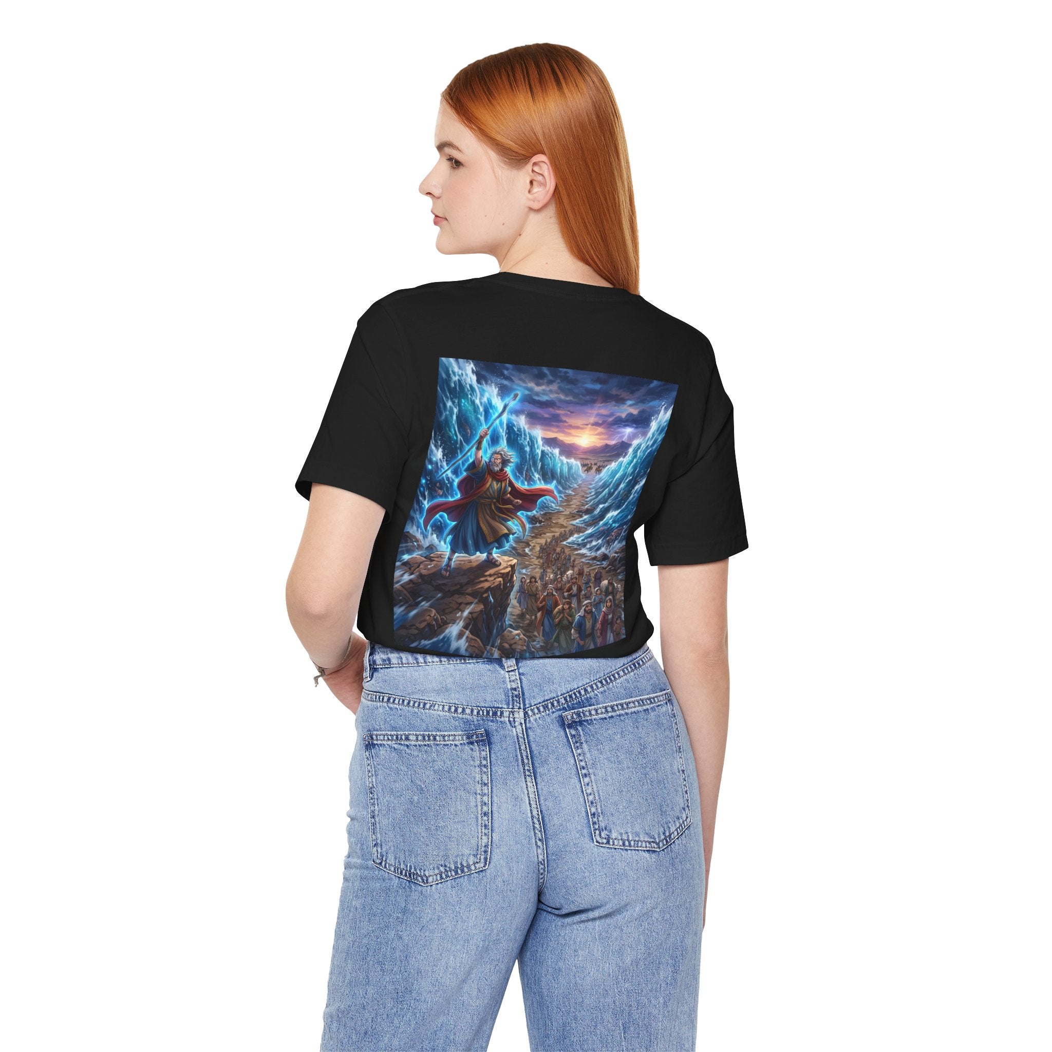 Exodus 14 Crossing the Red Sea T-Shirt | Biblical Moses Illustration
