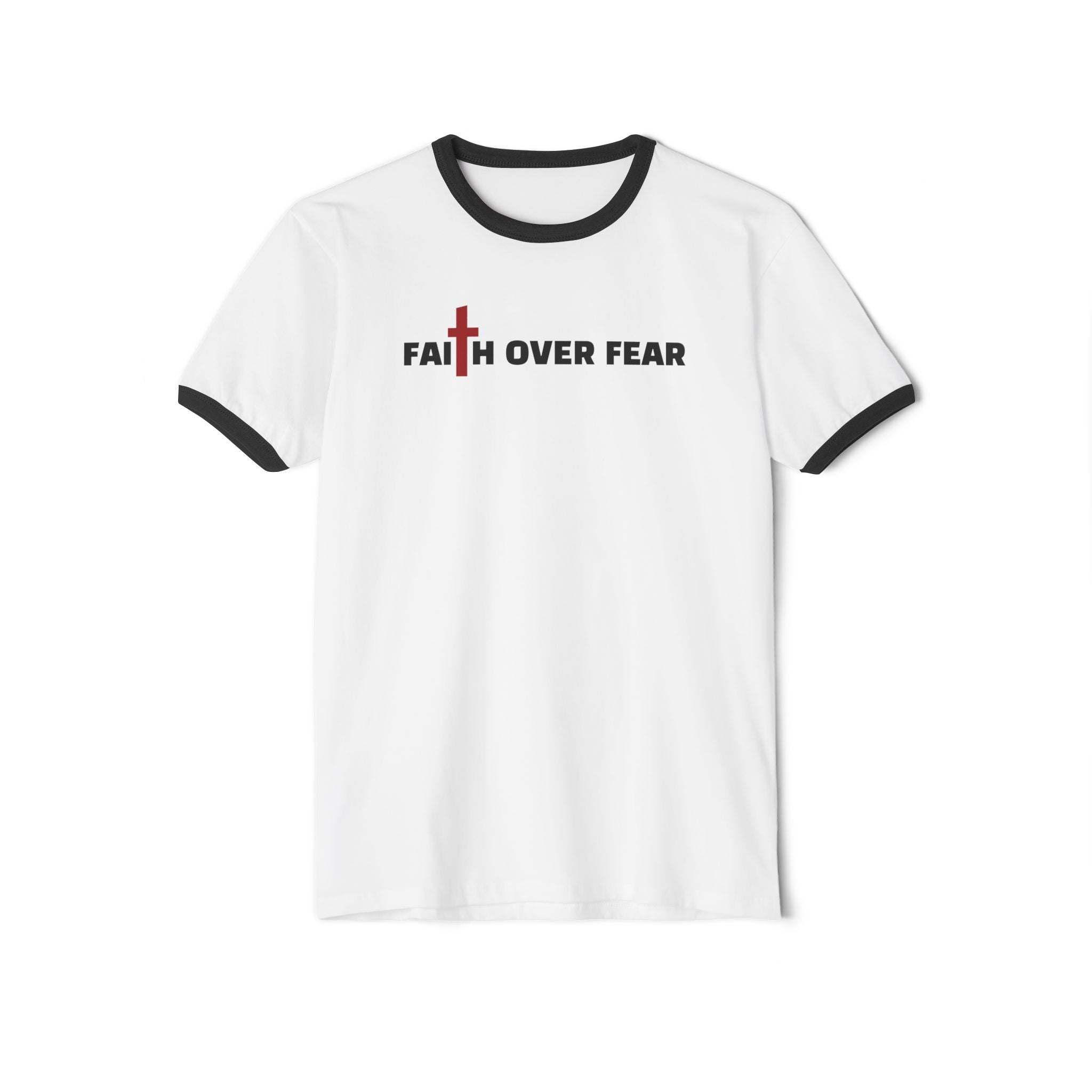 Faith Over Fear - Ringer shirt Christian faith tee
