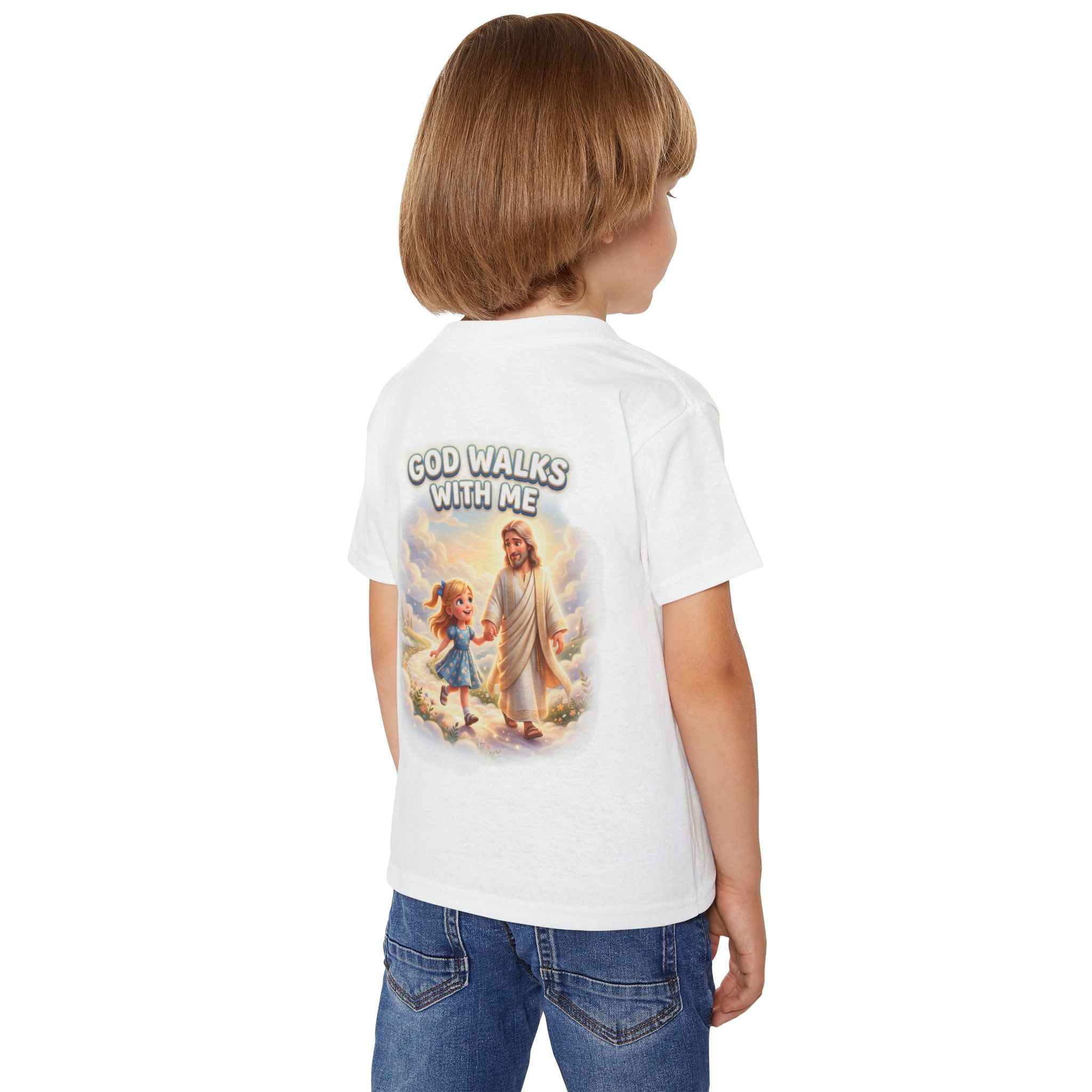 Toddler T‑Shirt — "God Walks With Me" Christian Kids Tee