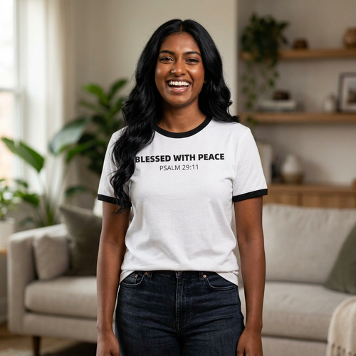 Blessed With Peace Ringer T‑Shirt — Psalm 29:11 Christian Tee