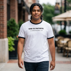 God Is Faithful Ringer Tee — 1 Corinthians 1:9 Christian T-Shirt