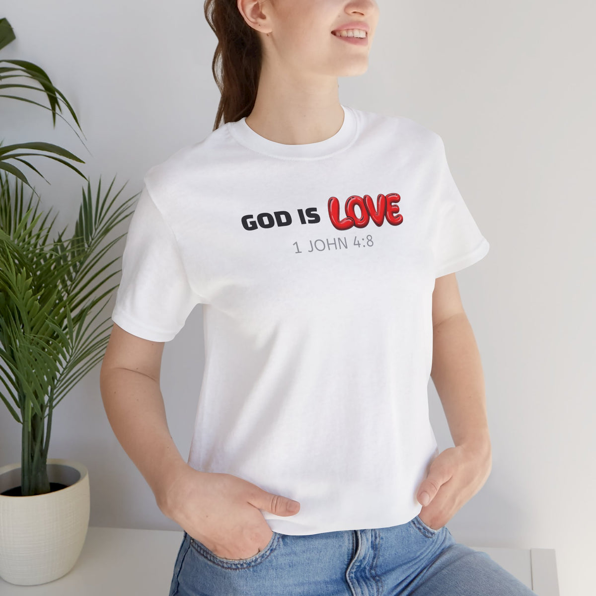 God Is Love 1 John 4:8 — Minimalist Lightweight Christian Faith T-Shirt