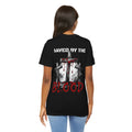 Saved By The Blood - front minimalist text and back cross graphical | T-Shirt