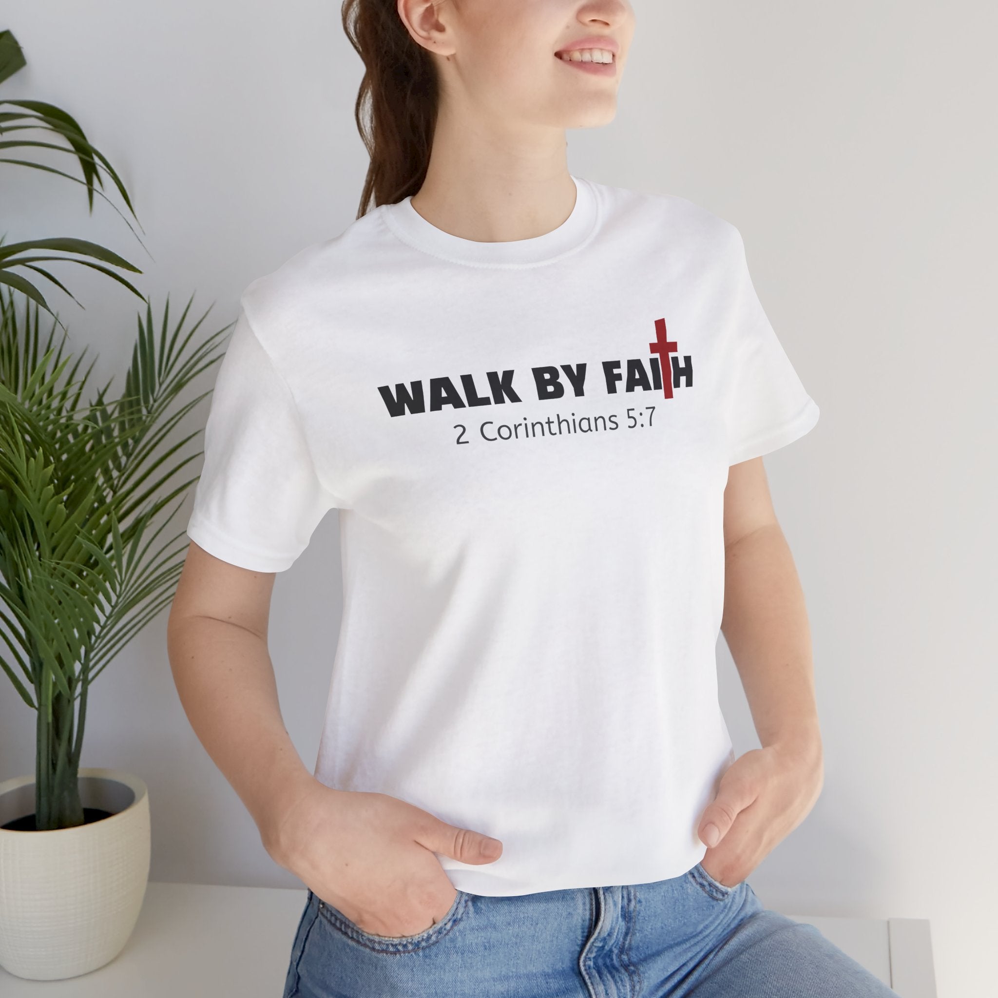 Walk By Faith 2 Corinthians 5:17 — Minimalist Lightweight Christian Faith T-Shirt
