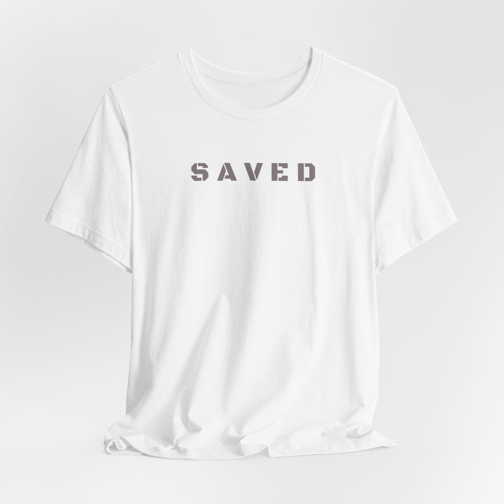 SAVED - Grey text minimalist T-Shirt