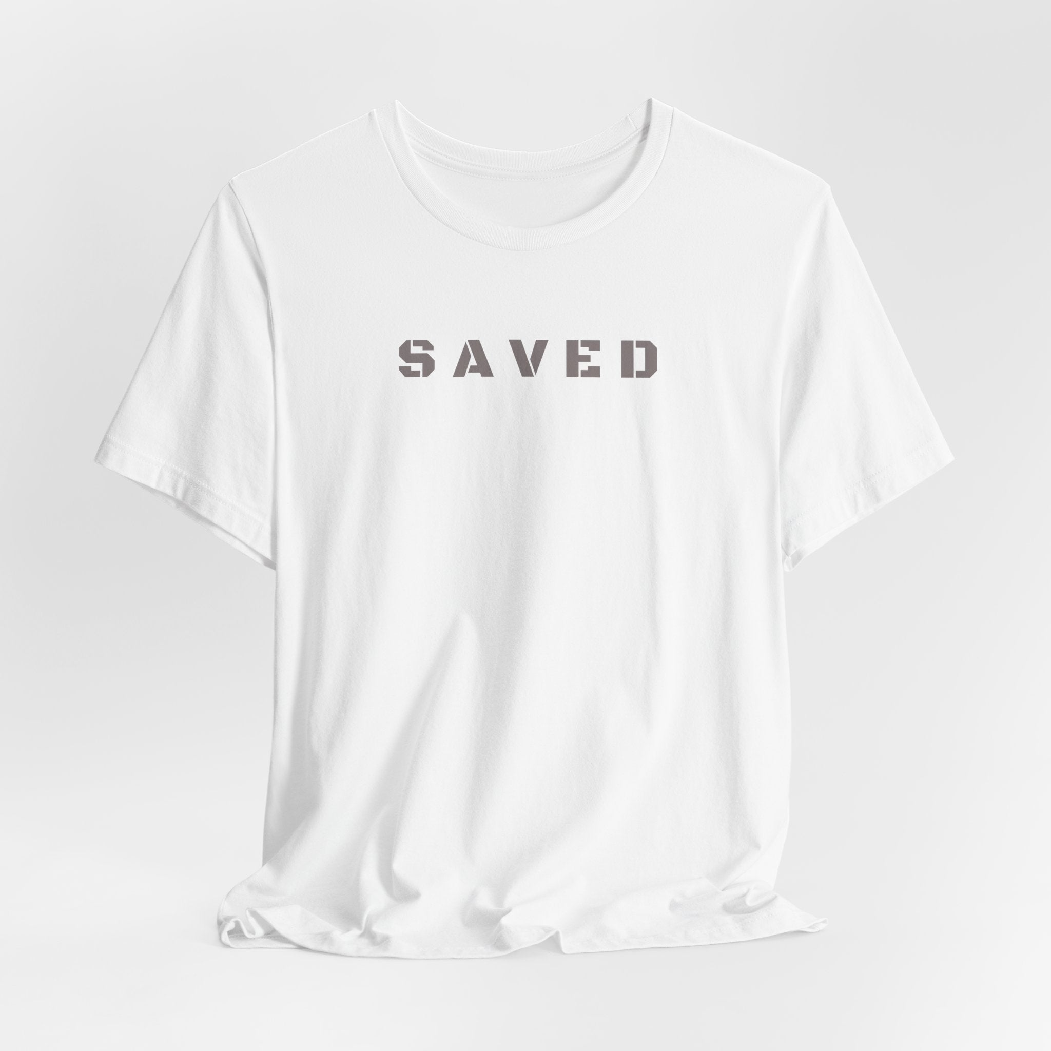 SAVED - Grey text minimalist T-Shirt