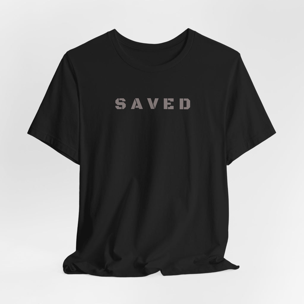 SAVED - Grey text minimalist T-Shirt