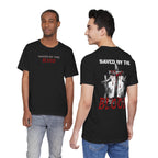 Saved By The Blood - front minimalist text and back cross graphical | T-Shirt