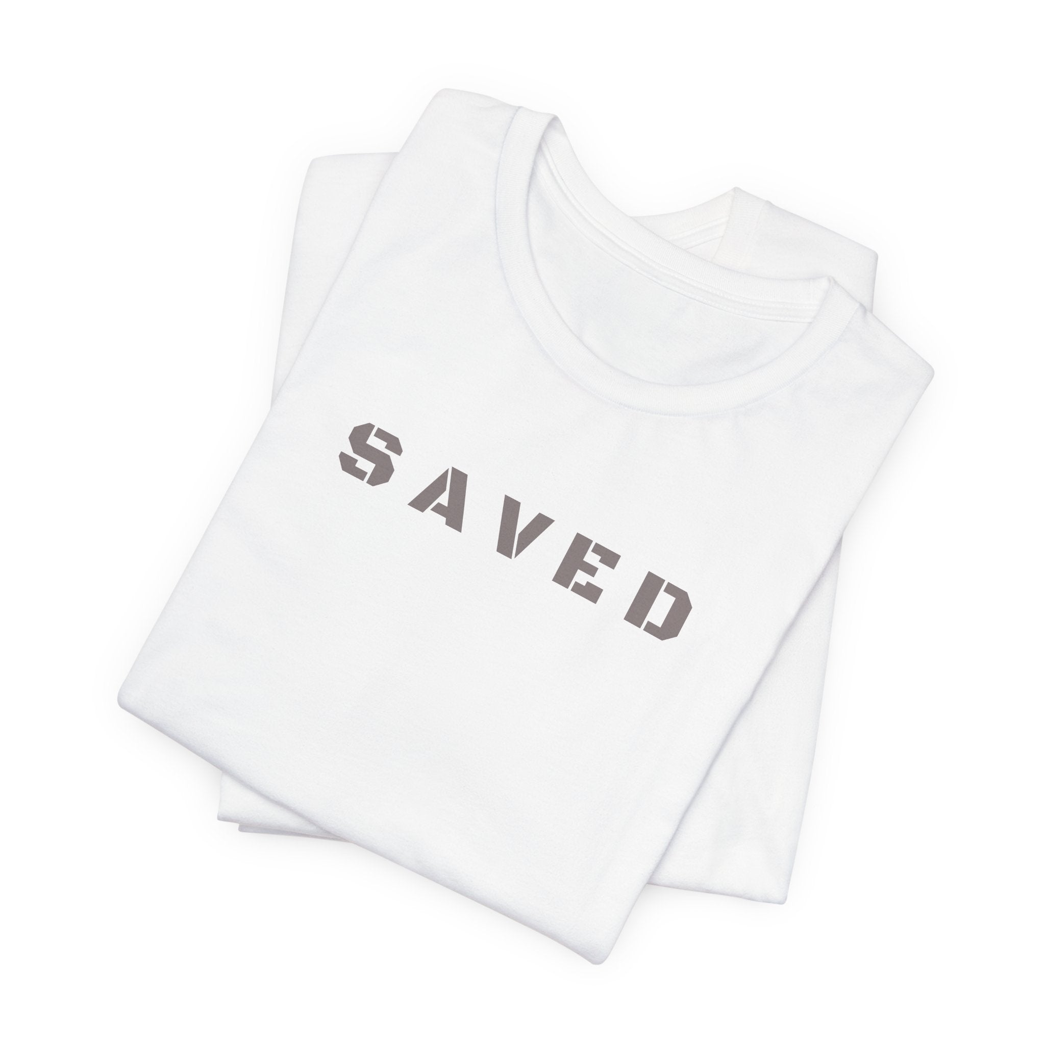 SAVED - Grey text minimalist T-Shirt