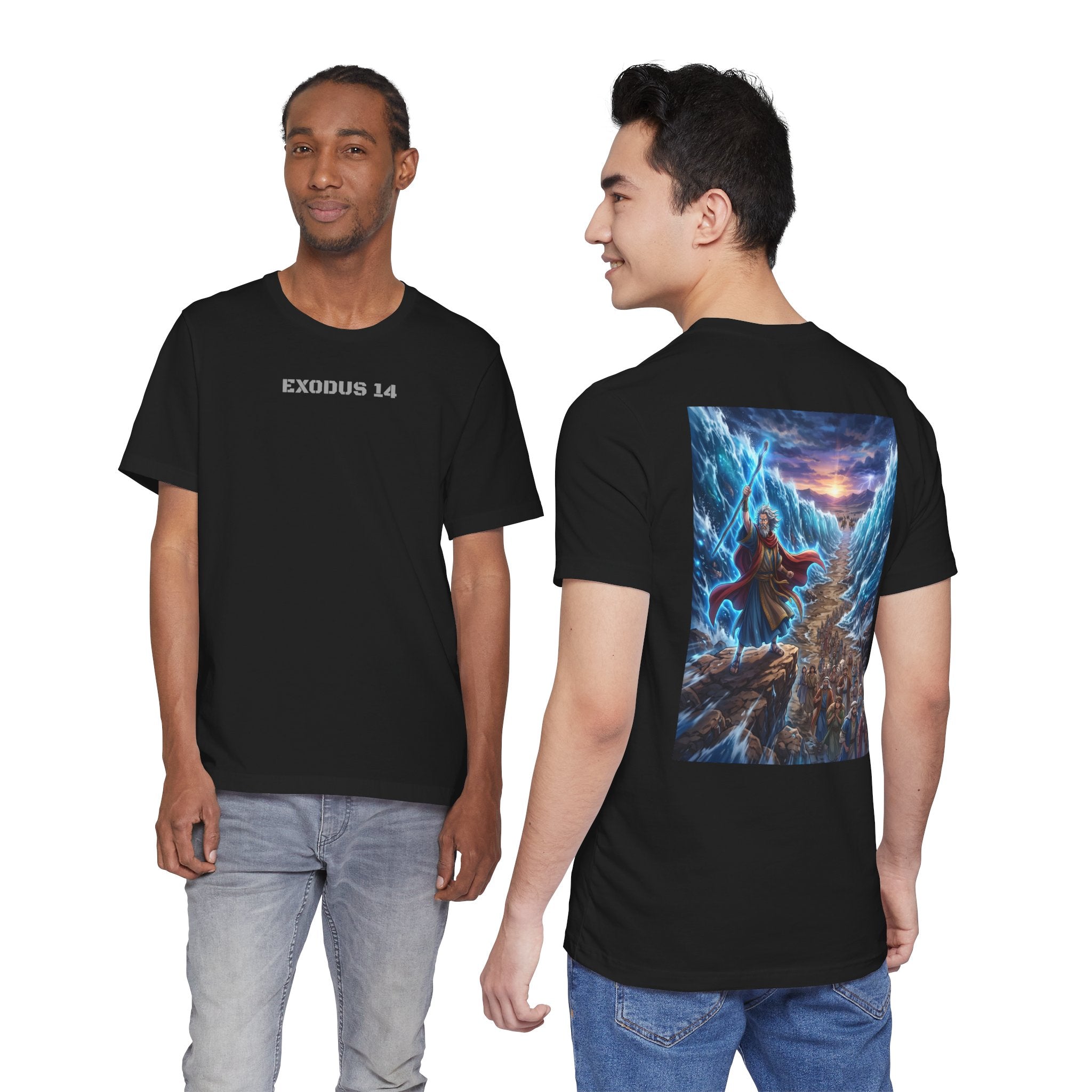 Exodus 14 Crossing the Red Sea T-Shirt | Biblical Moses Illustration