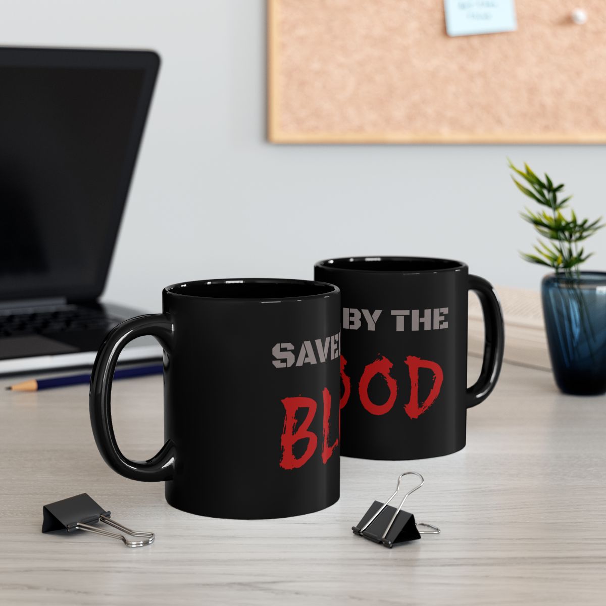 Saved by the Blood Mug — Christian Faith Black Mug (11oz & 15oz)